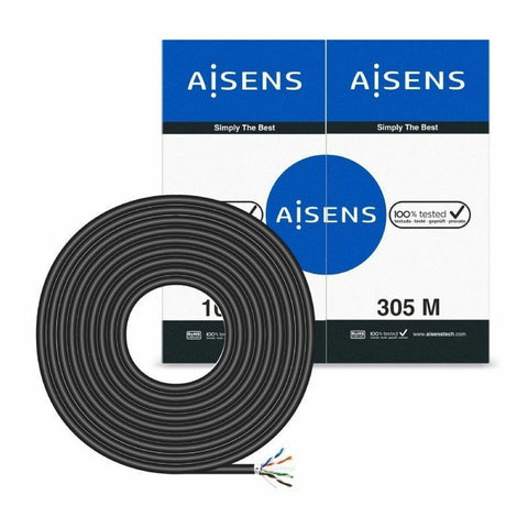 UTP Category 6 Rigid Network Cable Aisens AWG24 Black 305 m UTP Category 6 Rigid Network Cable Aisens AWG24 Black 305 m