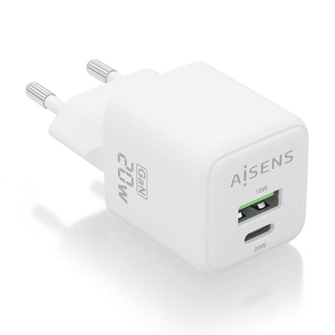 Wall Charger Aisens ASCH-20W2P010-W White 20 W (1 Unit) Wall Charger Aisens ASCH-20W2P010-W White 20 W (1 Unit)