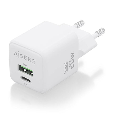 Wall Charger Aisens ASCH-20W2P010-W White 20 W (1 Unit) Wall Charger Aisens ASCH-20W2P010-W White 20 W (1 Unit)
