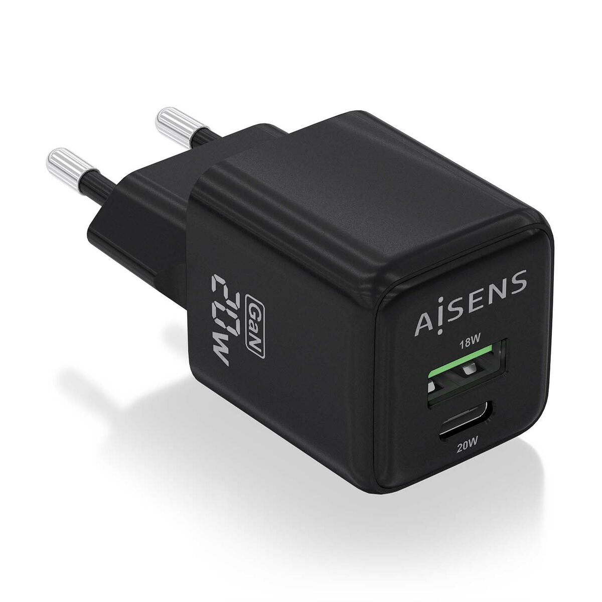 Wall Charger Aisens ASCH-20W2P011-BK 20 W Black (1 Unit) Wall Charger Aisens ASCH-20W2P011-BK 20 W Black (1 Unit)