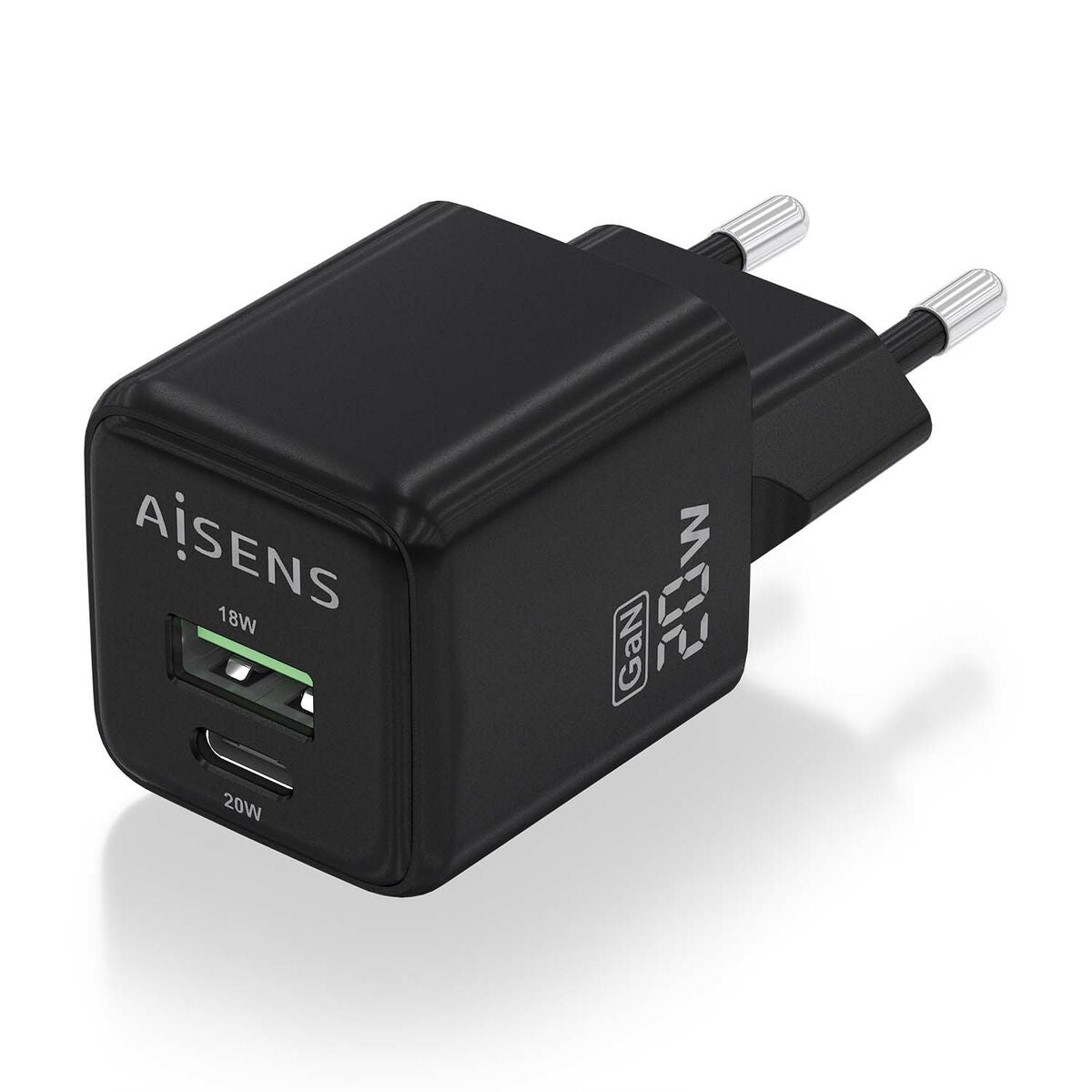 Wall Charger Aisens ASCH-20W2P011-BK 20 W Black (1 Unit) Wall Charger Aisens ASCH-20W2P011-BK 20 W Black (1 Unit)