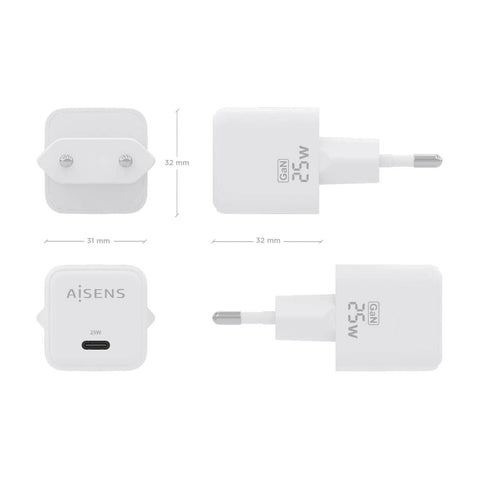 Wall Charger Aisens ASCH-25W1P012-W White 25 W (1 Unit) Wall Charger Aisens ASCH-25W1P012-W White 25 W (1 Unit)