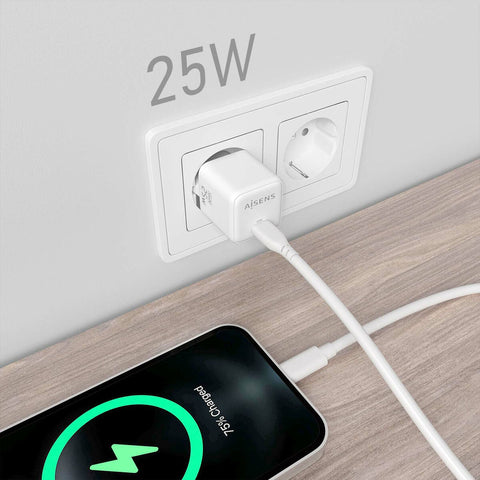 Wall Charger Aisens ASCH-25W1P012-W White 25 W (1 Unit) Wall Charger Aisens ASCH-25W1P012-W White 25 W (1 Unit)