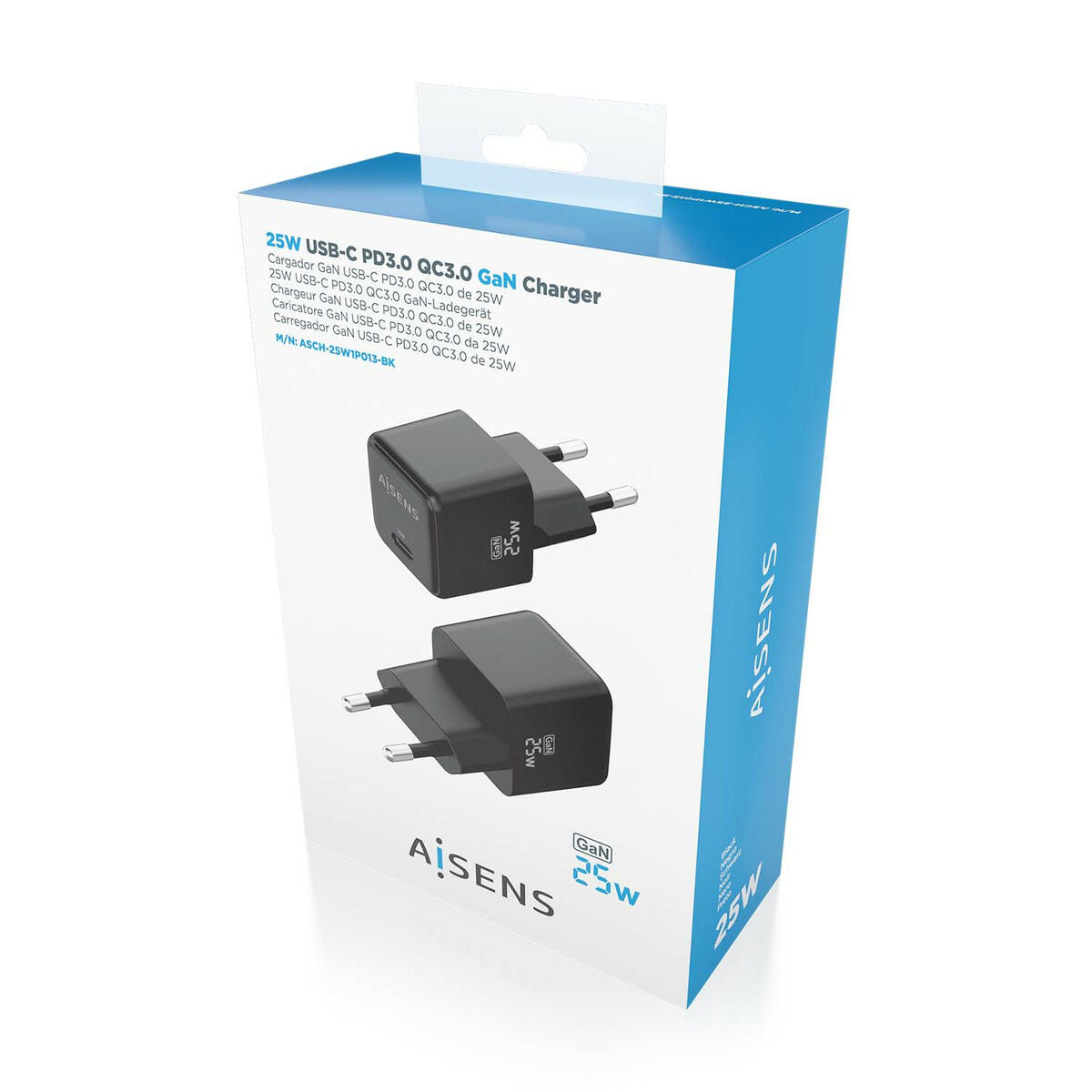 Wall Charger Aisens ASCH-25W1P013-BK 25 W Black (1 Unit) Wall Charger Aisens ASCH-25W1P013-BK 25 W Black (1 Unit)