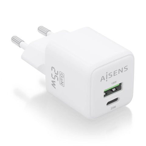 Wall Charger Aisens ASCH-25W2P014-W White 25 W (1 Unit) Wall Charger Aisens ASCH-25W2P014-W White 25 W (1 Unit)