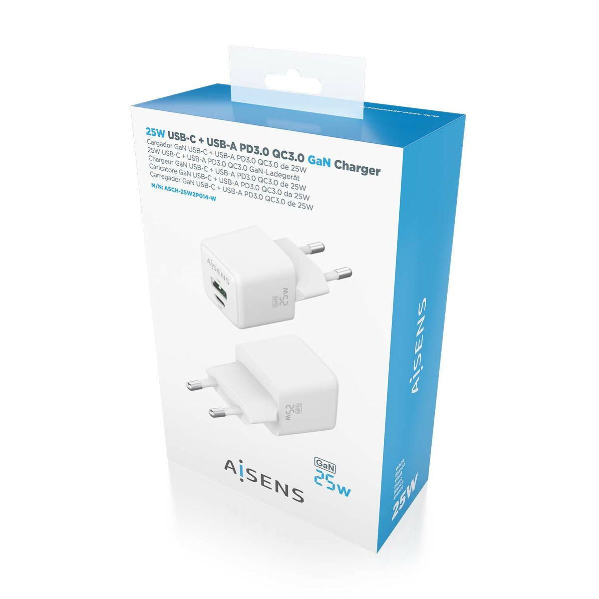 Wall Charger Aisens ASCH-25W2P014-W White 25 W (1 Unit) Wall Charger Aisens ASCH-25W2P014-W White 25 W (1 Unit)
