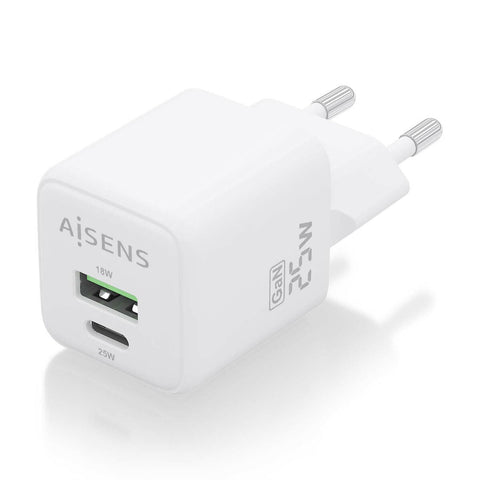Wall Charger Aisens ASCH-25W2P014-W White 25 W (1 Unit) Wall Charger Aisens ASCH-25W2P014-W White 25 W (1 Unit)