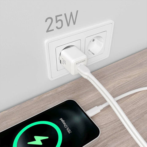 Wall Charger Aisens ASCH-25W2P014-W White 25 W (1 Unit) Wall Charger Aisens ASCH-25W2P014-W White 25 W (1 Unit)