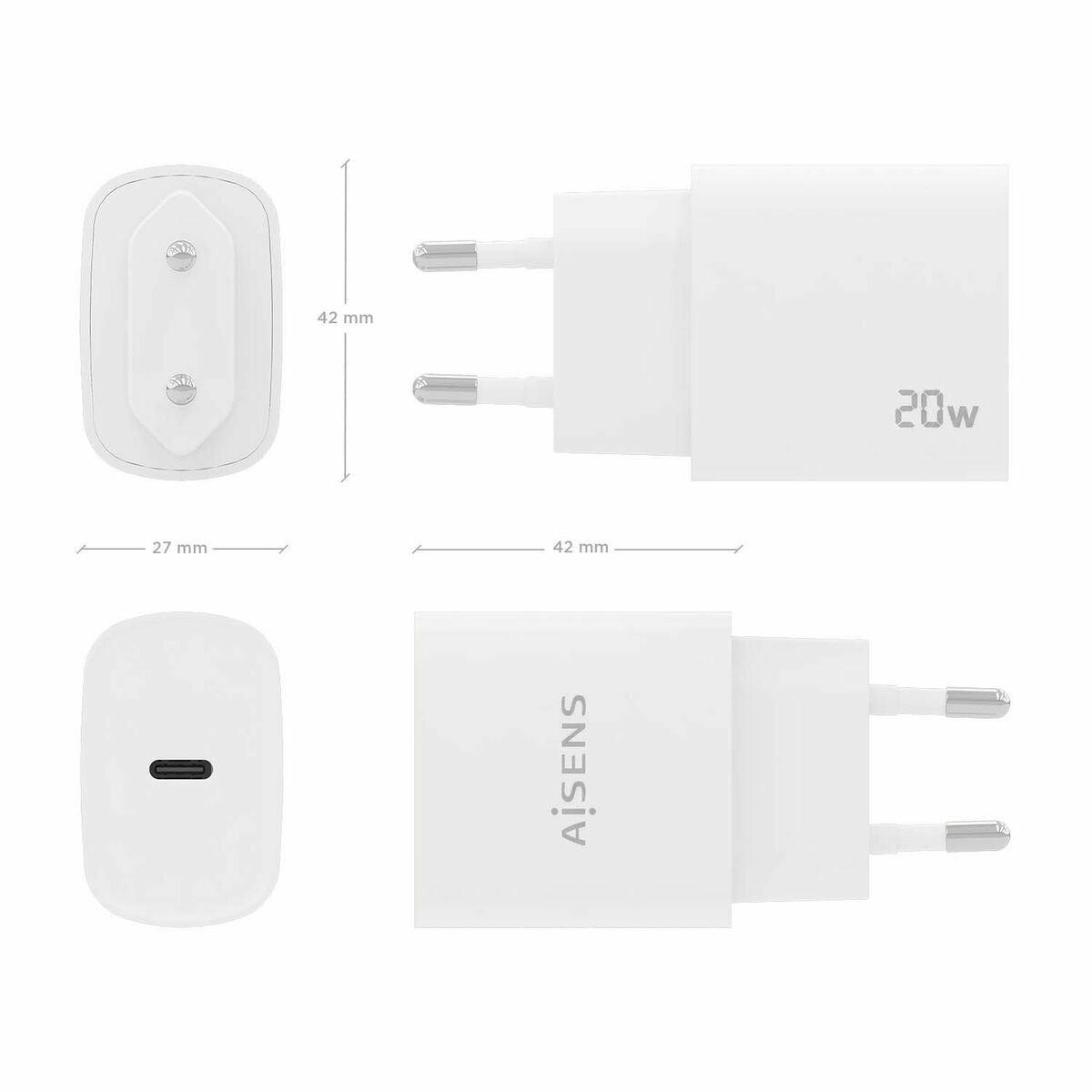 Wall Charger Aisens A110-0752 White 20 W (1 Unit) Wall Charger Aisens A110-0752 White 20 W (1 Unit)