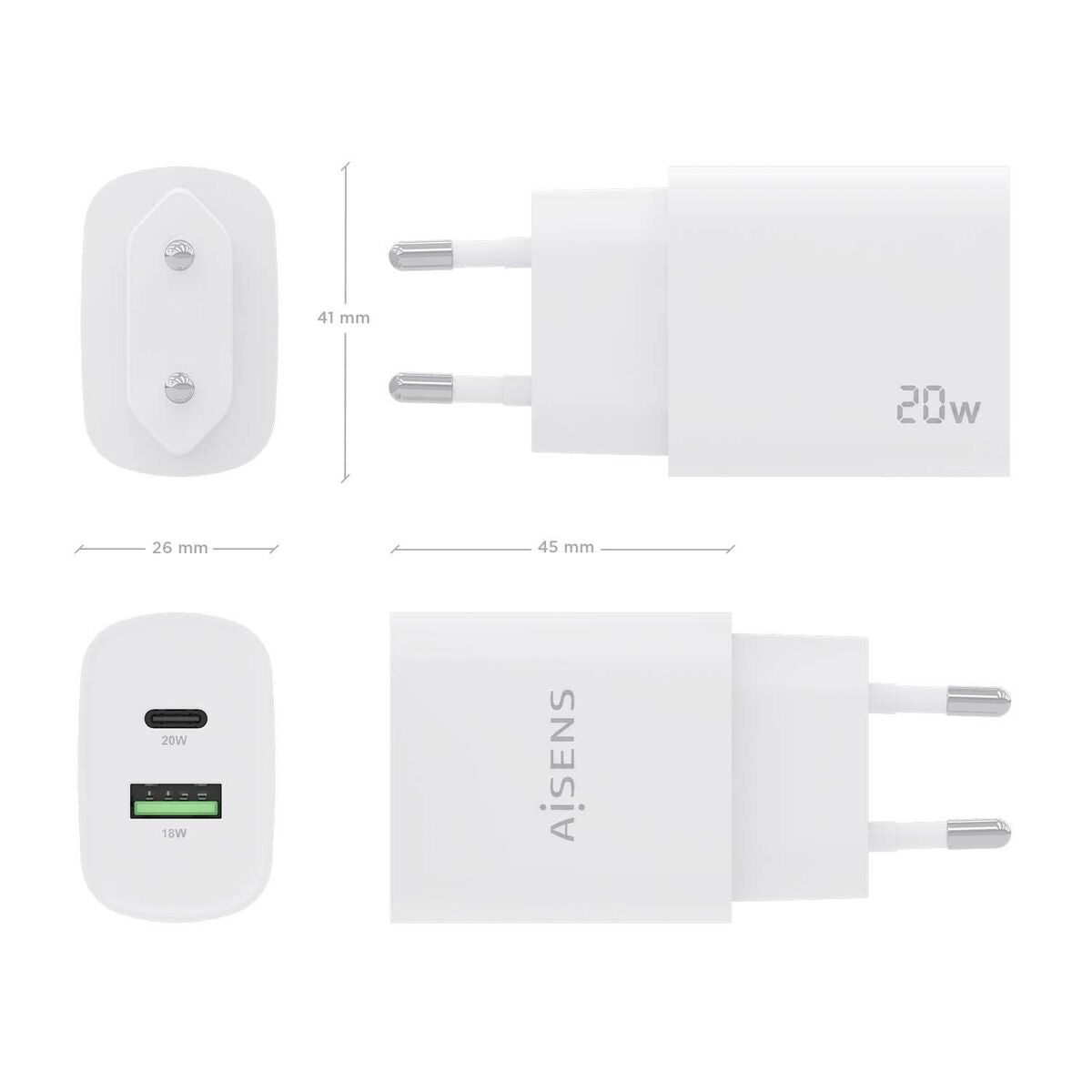 Wall Charger Aisens A110-0754 White 20 W (1 Unit) Wall Charger Aisens A110-0754 White 20 W (1 Unit)
