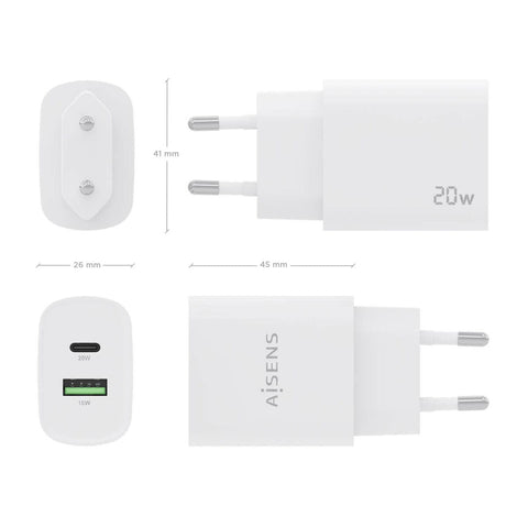 Wall Charger Aisens A110-0754 White 20 W (1 Unit) Wall Charger Aisens A110-0754 White 20 W (1 Unit)