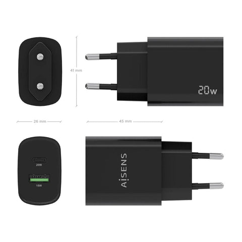 Wall Charger Aisens A110-0755 Black 20 W (1 Unit) Wall Charger Aisens A110-0755 Black 20 W (1 Unit)