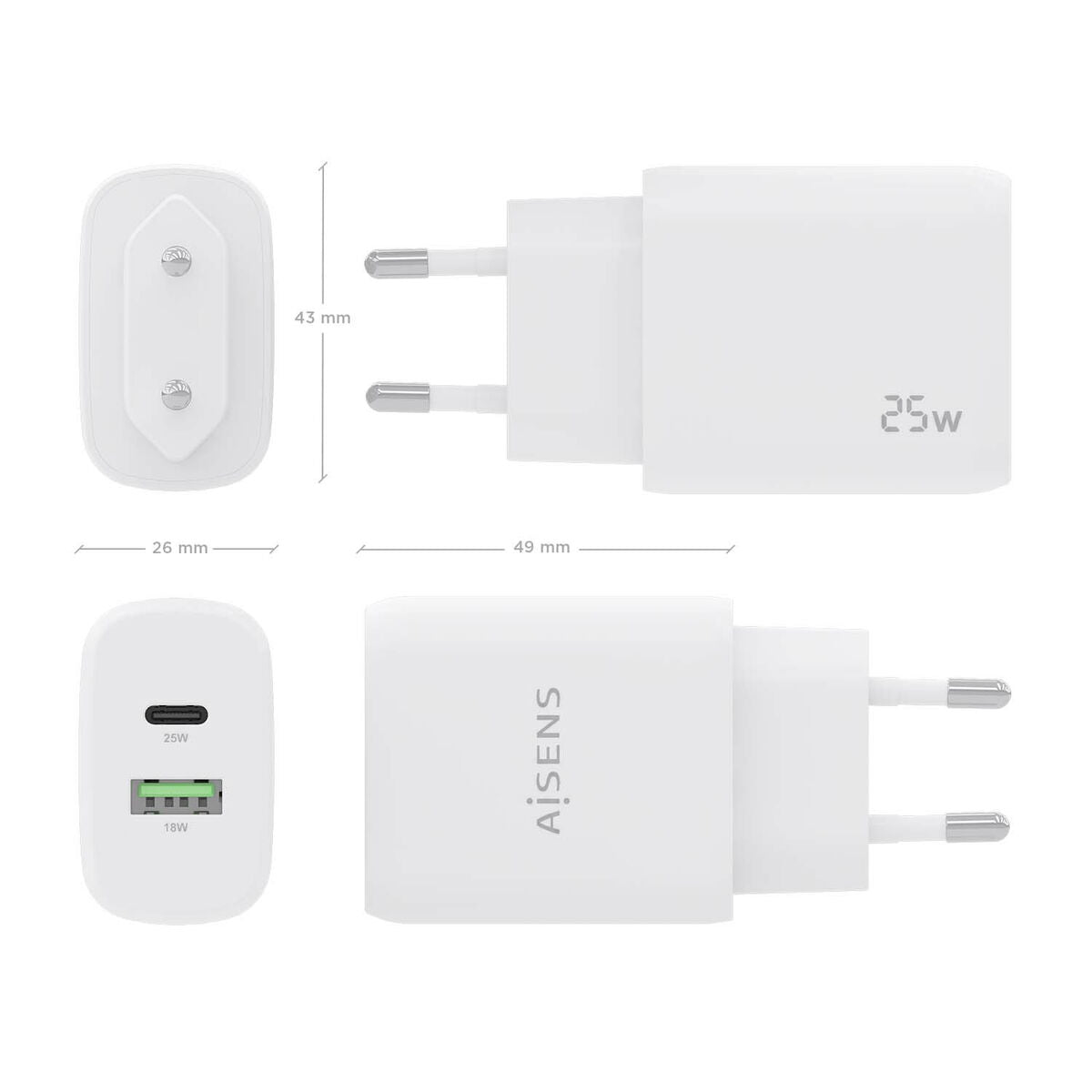Wall Charger Aisens A110-0758 White 25 W (1 Unit) Wall Charger Aisens A110-0758 White 25 W (1 Unit)