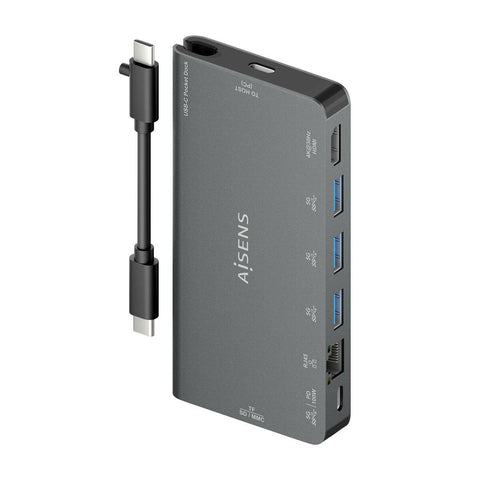 USB Hub Aisens ASUC-8P015-GR Grey Multicolour (1 Unit) USB Hub Aisens ASUC-8P015-GR Grey Multicolour (1 Unit)