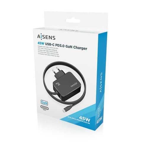 Wall Charger Aisens ASCH-1PD45WL032-BK Black 45 W (1 Unit) Wall Charger Aisens ASCH-1PD45WL032-BK Black 45 W (1 Unit)