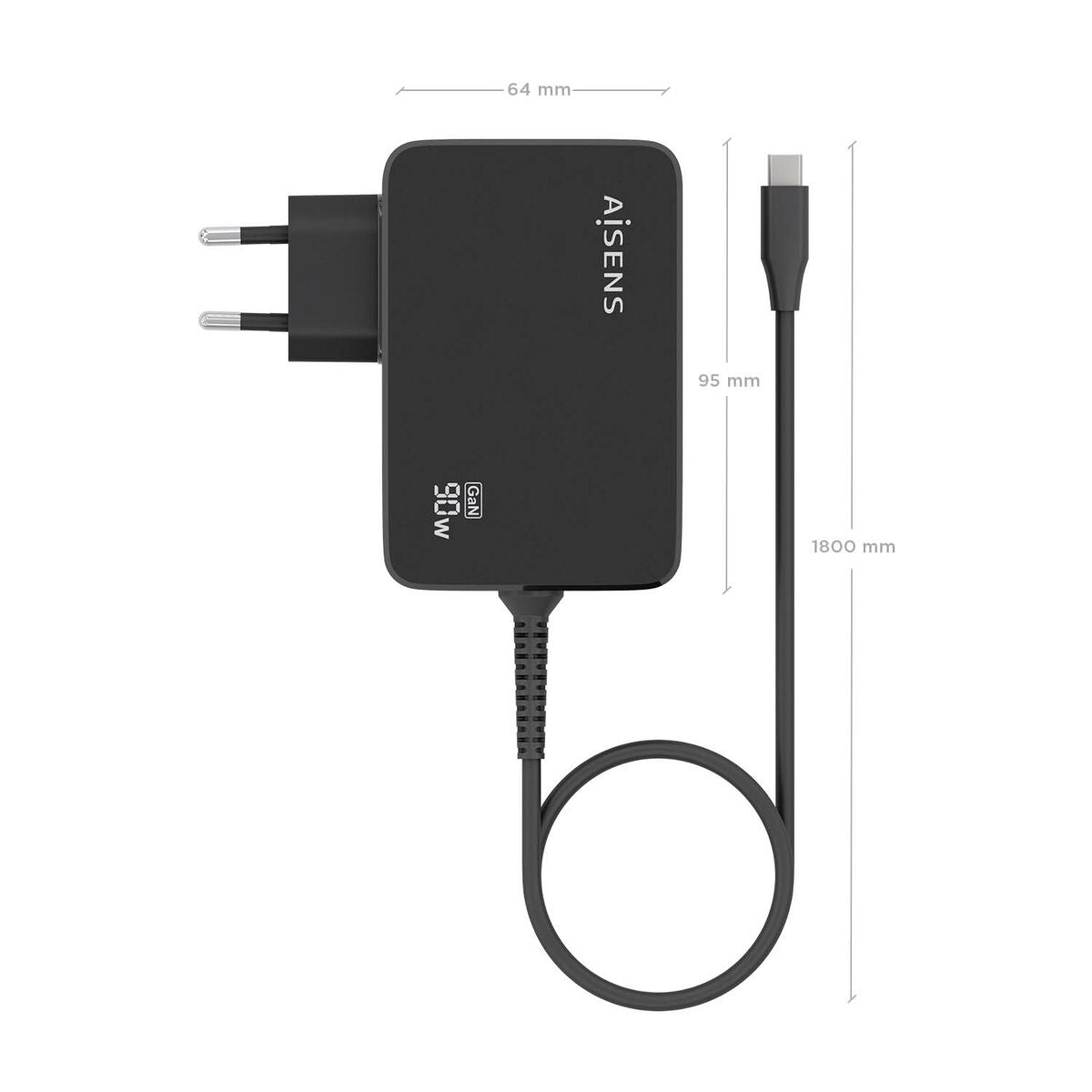 Wall Charger Aisens ASCH-1PD90WL034-BK Black 90 W (1 Unit) Wall Charger Aisens ASCH-1PD90WL034-BK Black 90 W (1 Unit)