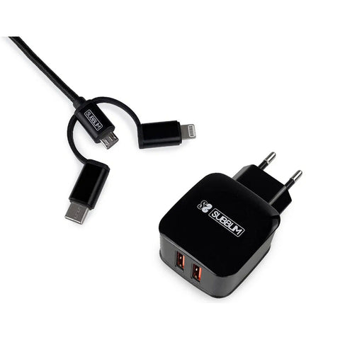 Wall Charger Subblim SUB-CHG-1ZWC02 Black 12 W 50 W Wall Charger Subblim SUB-CHG-1ZWC02 Black 12 W 50 W