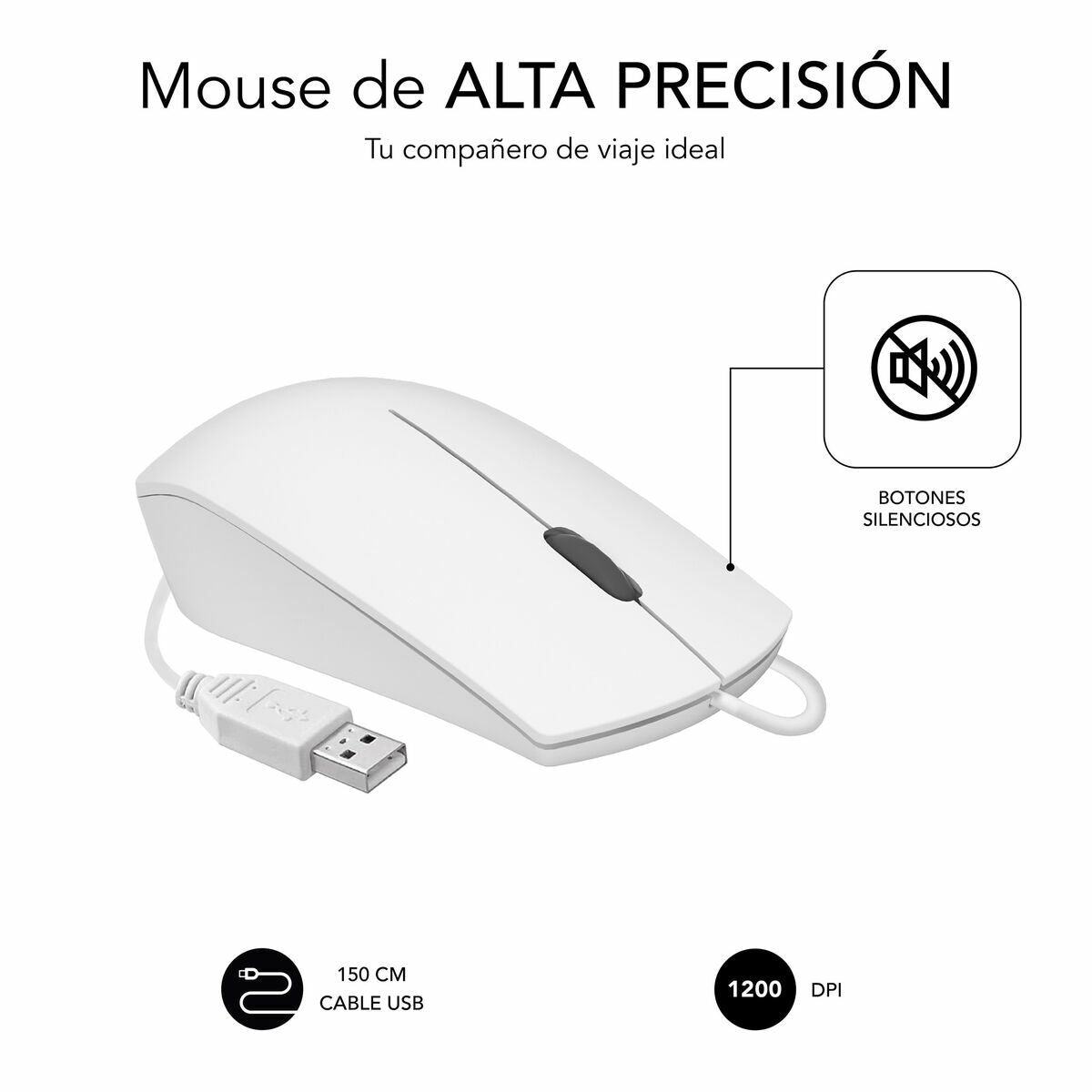 Mouse Subblim SUBMO-B2BS002 White 1200 DPI Mouse Subblim SUBMO-B2BS002 White 1200 DPI
