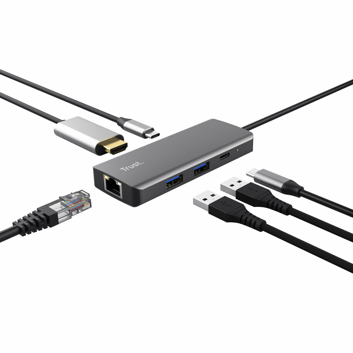 USB Hub Trust 24968 Silver (1 Unit) USB Hub Trust 24968 Silver (1 Unit)