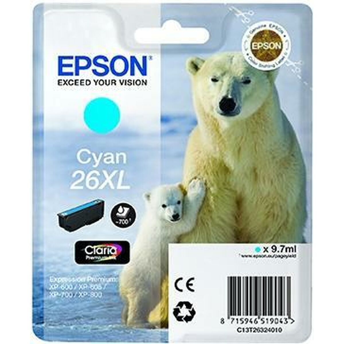 Original Ink Cartridge Epson 26XL Cyan Original Ink Cartridge Epson 26XL Cyan