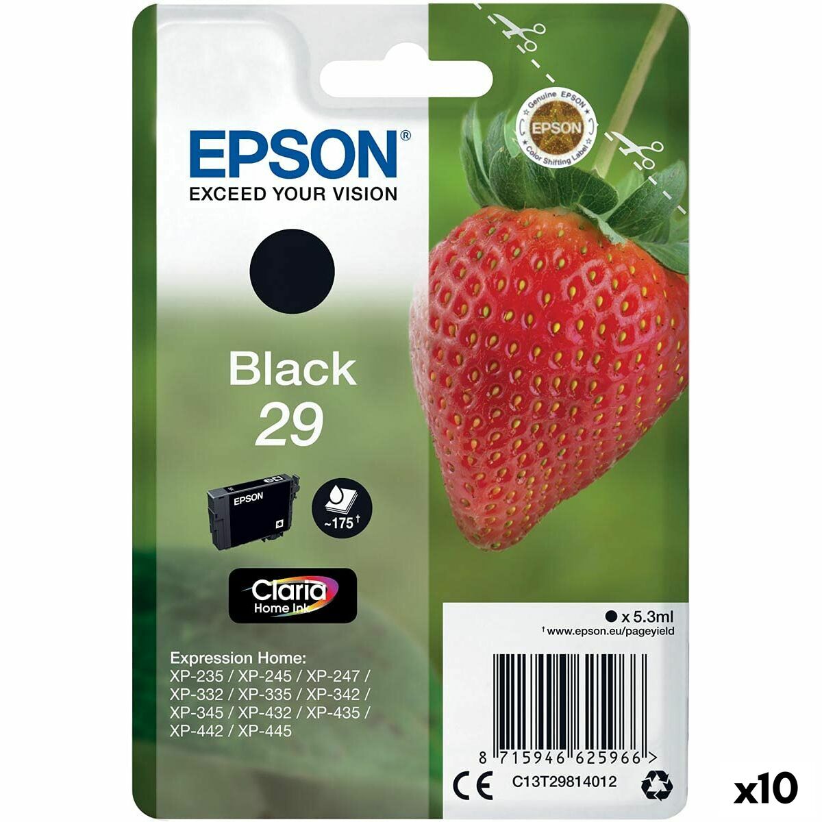 Original Ink Cartridge Epson 29 XL Black (10 Units) Original Ink Cartridge Epson 29 XL Black (10 Units)