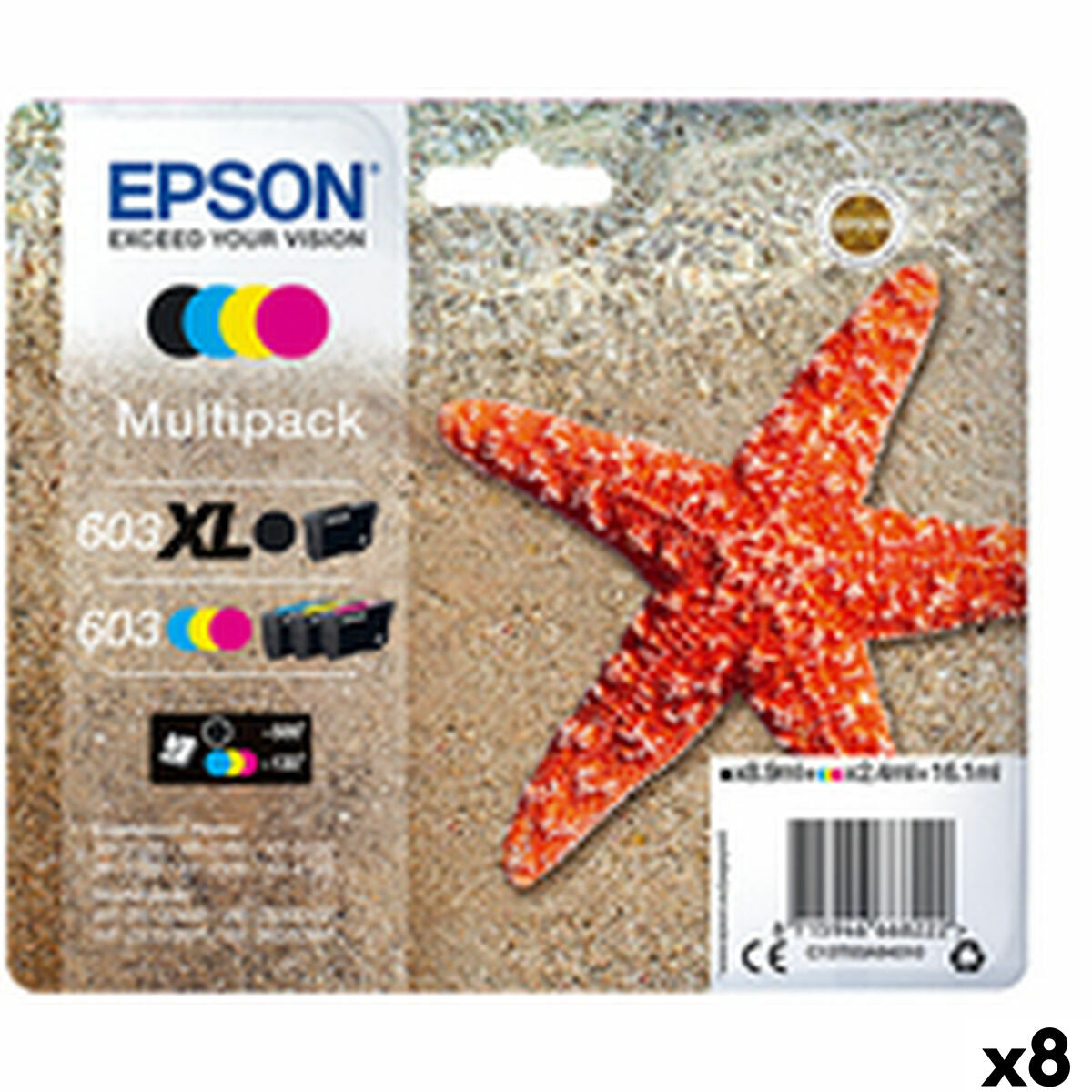 Original Ink Cartridge Epson Black/Cyan/Magenta/Yellow (8 Units) Original Ink Cartridge Epson Black/Cyan/Magenta/Yellow (8 Units)