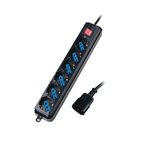 Power Socket - 6 Sockets with Switch Ewent EW3925 Schuko Black Power Socket - 6 Sockets with Switch Ewent EW3925 Schuko Black