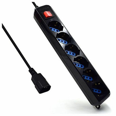 Power Socket - 6 Sockets with Switch Ewent EW3925 Schuko Black Power Socket - 6 Sockets with Switch Ewent EW3925 Schuko Black