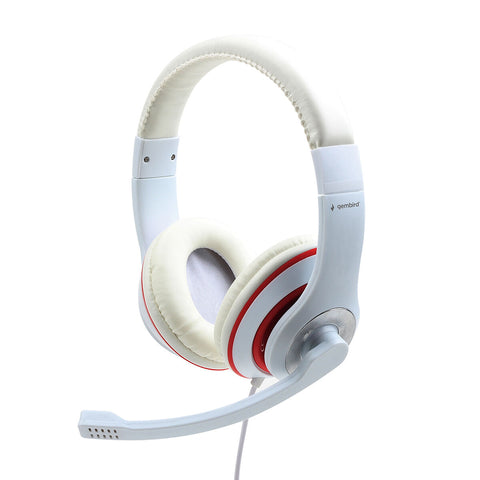 Headphones with Microphone GEMBIRD MHS-03-WTRD White Headphones with Microphone GEMBIRD MHS-03-WTRD White