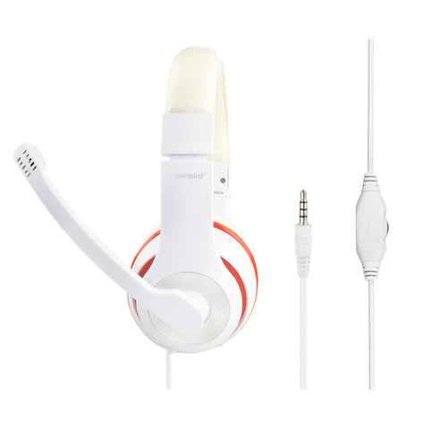 Headphones with Microphone GEMBIRD MHS-03-WTRD White Headphones with Microphone GEMBIRD MHS-03-WTRD White