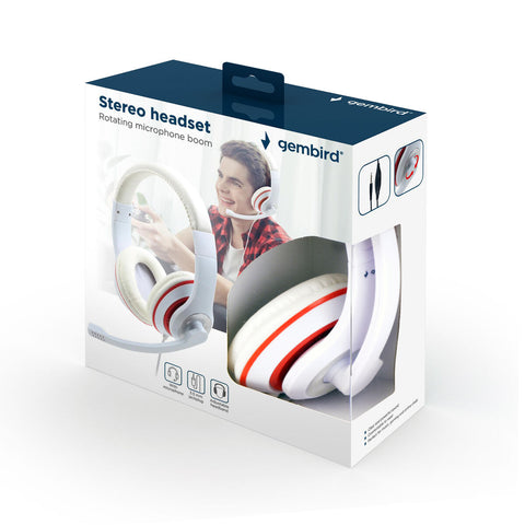 Headphones with Microphone GEMBIRD MHS-03-WTRD White Headphones with Microphone GEMBIRD MHS-03-WTRD White