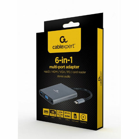 USB Hub GEMBIRD A-CM-COMBO6-01 Grey USB Hub GEMBIRD A-CM-COMBO6-01 Grey