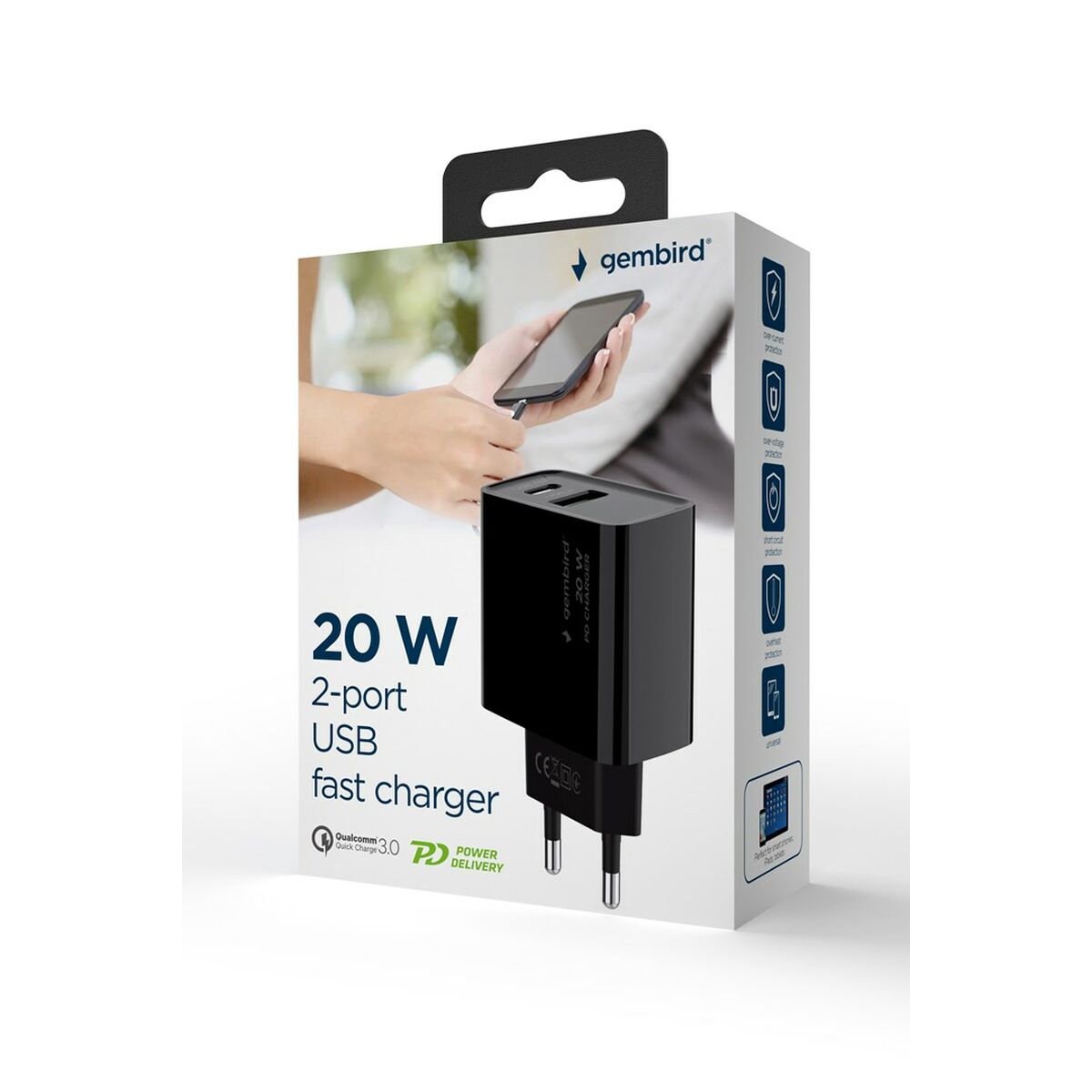 Wall Charger GEMBIRD TA-UC-PDQC20-01-BK Wall Charger GEMBIRD TA-UC-PDQC20-01-BK