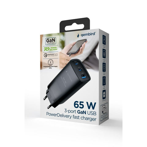 Wall Charger GEMBIRD TA-UC-PDQC65-01-BK Wall Charger GEMBIRD TA-UC-PDQC65-01-BK