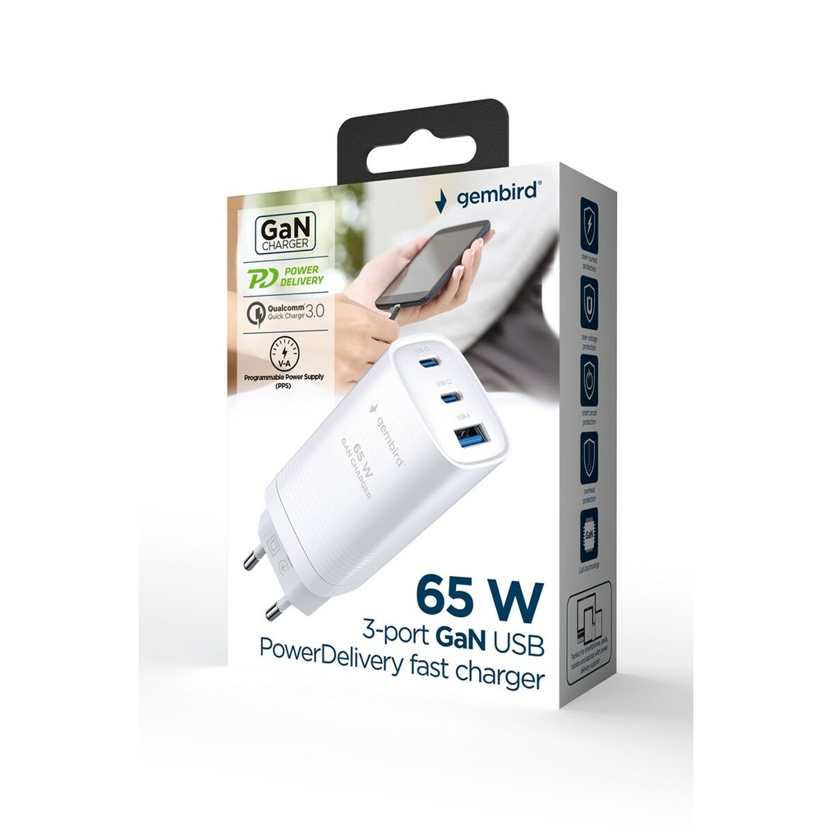 Wall Charger GEMBIRD TA-UC-PDQC65-01-W Wall Charger GEMBIRD TA-UC-PDQC65-01-W