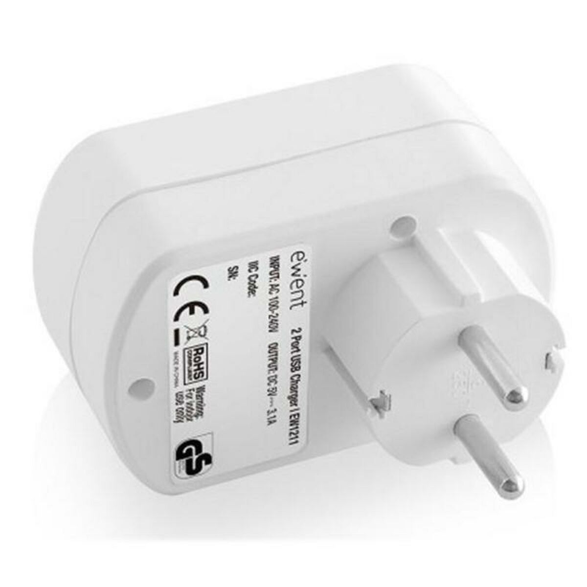 Wall Plug with 2 USB Ports Ewent EW1211 3,1 A Wall Plug with 2 USB Ports Ewent EW1211 3,1 A