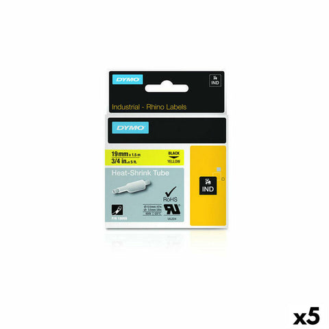 Laminated Tape for Labelling Machines Dymo 19 mm x 1,5 m Black Yellow (5 Units) Laminated Tape for Labelling Machines Dymo 19 mm x 1,5 m Black Yellow (5 Units)