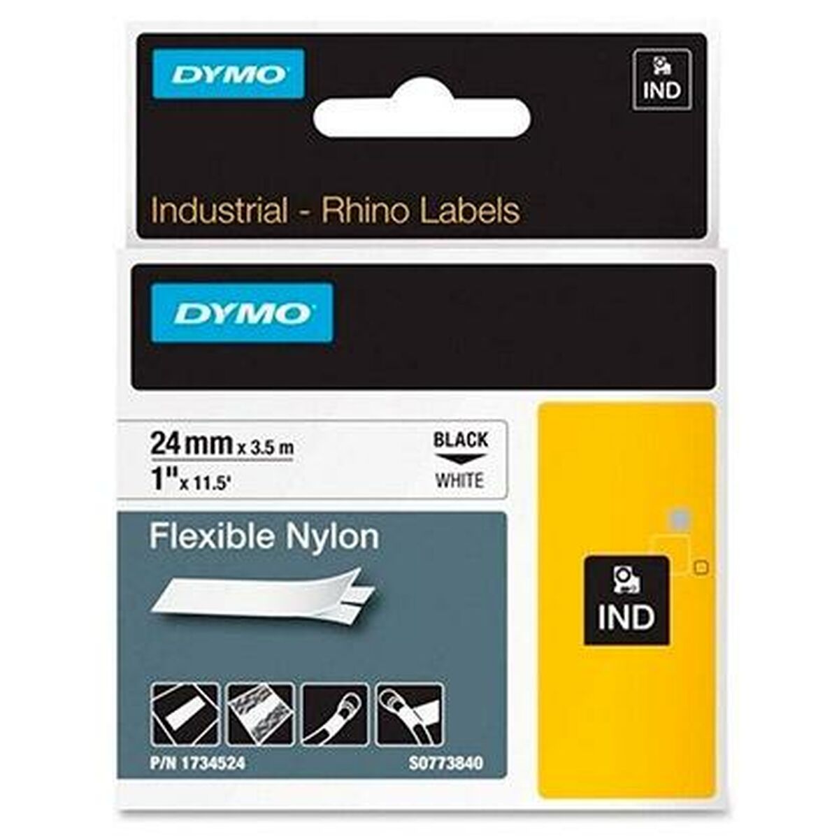 Laminated Tape for Labelling Machines Dymo Rhino Black White (5 Units) Laminated Tape for Labelling Machines Dymo Rhino Black White (5 Units)