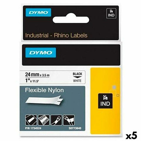 Laminated Tape for Labelling Machines Dymo Rhino Black White (5 Units) Laminated Tape for Labelling Machines Dymo Rhino Black White (5 Units)