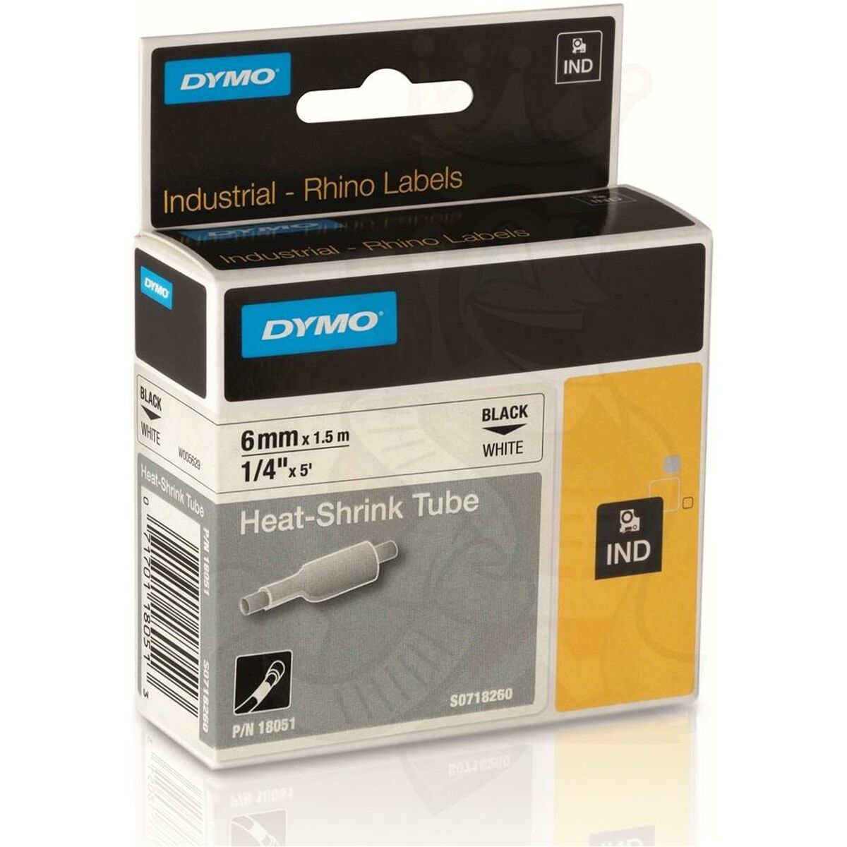Laminated Tape for Labelling Machines Rhino Dymo ID1-6 White Black 6 x 1,5 mm (5 Units) Laminated Tape for Labelling Machines Rhino Dymo ID1-6 White Black 6 x 1,5 mm (5 Units)