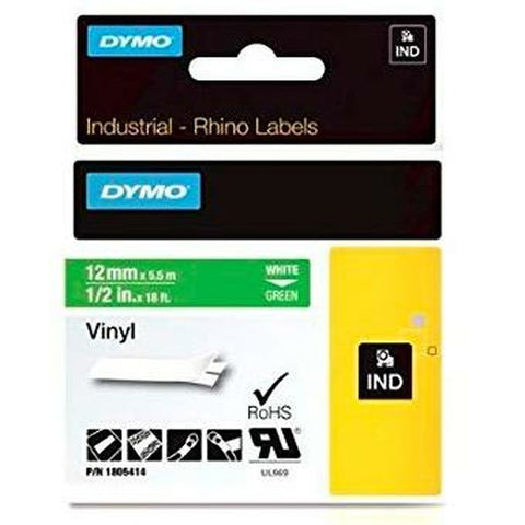 Laminated Tape for Labelling Machines Rhino Dymo ID1-12 12 x 5,5 mm White Green Stick Self-adhesives (5 Units) Laminated Tape for Labelling Machines Rhino Dymo ID1-12 12 x 5,5 mm White Green Stick Self-adhesives (5 Units)