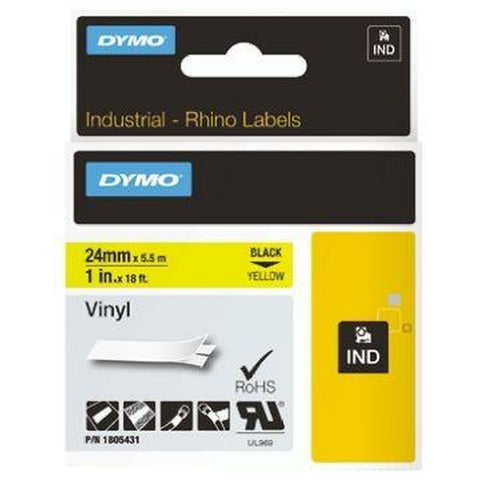 Laminated Tape for Labelling Machines Rhino Dymo ID1-24 24 x 5,5 mm Black Yellow Stick Self-adhesives (5 Units) Laminated Tape for Labelling Machines Rhino Dymo ID1-24 24 x 5,5 mm Black Yellow Stick Self-adhesives (5 Units)