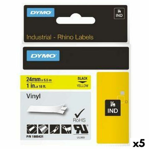 Laminated Tape for Labelling Machines Rhino Dymo ID1-24 24 x 5,5 mm Black Yellow Stick Self-adhesives (5 Units) Laminated Tape for Labelling Machines Rhino Dymo ID1-24 24 x 5,5 mm Black Yellow Stick Self-adhesives (5 Units)