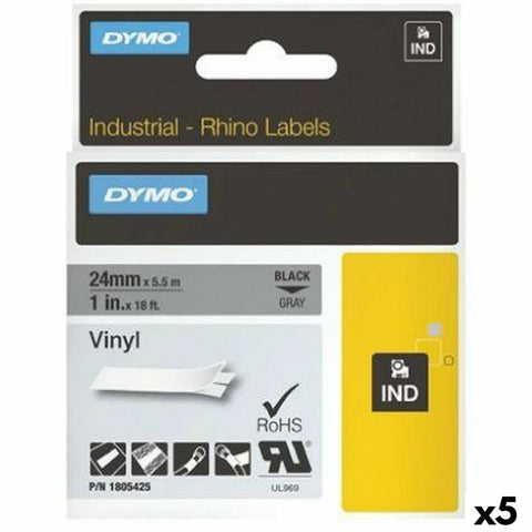 Laminated Tape for Labelling Machines Rhino Dymo ID1-12 12 x 5,5 mm Black White Stick Self-adhesives (5 Units) Laminated Tape for Labelling Machines Rhino Dymo ID1-12 12 x 5,5 mm Black White Stick Self-adhesives (5 Units)