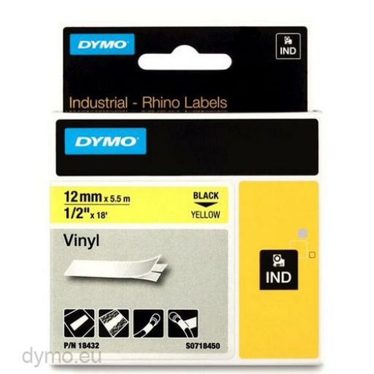 Laminated Tape for Labelling Machines Rhino Dymo ID1-12 12 x 5,5 mm Black Yellow Stick Self-adhesives (5 Units) Laminated Tape for Labelling Machines Rhino Dymo ID1-12 12 x 5,5 mm Black Yellow Stick Self-adhesives (5 Units)