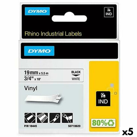 Laminated Tape for Labelling Machines Rhino Dymo ID1-19 19 x 5,5 mm Black White Stick Self-adhesives (5 Units) Laminated Tape for Labelling Machines Rhino Dymo ID1-19 19 x 5,5 mm Black White Stick Self-adhesives (5 Units)