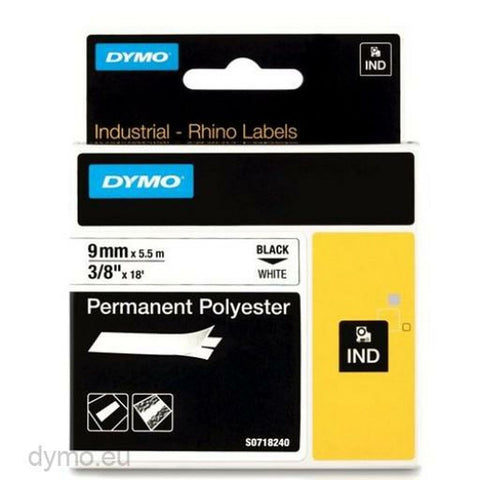 Laminated Tape for Labelling Machines Rhino Dymo ID1-9 9 x 5,5 mm Black Polyester White (5 Units) Laminated Tape for Labelling Machines Rhino Dymo ID1-9 9 x 5,5 mm Black Polyester White (5 Units)