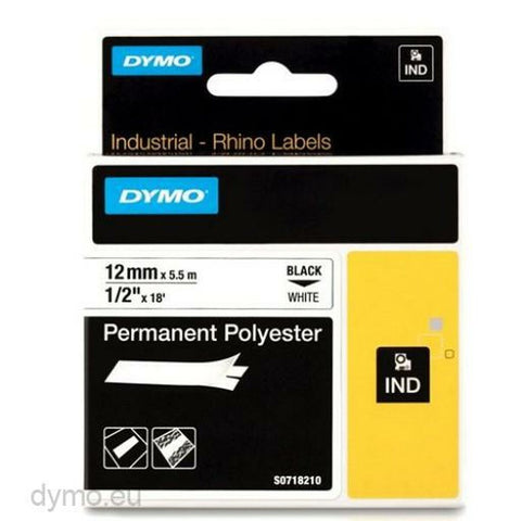 Laminated Tape for Labelling Machines Rhino Dymo ID1-12 12 x 5,5 mm Black White Self-adhesives (5 Units) Laminated Tape for Labelling Machines Rhino Dymo ID1-12 12 x 5,5 mm Black White Self-adhesives (5 Units)
