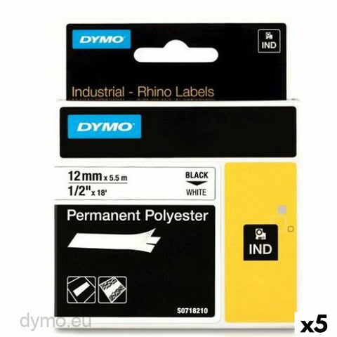 Laminated Tape for Labelling Machines Rhino Dymo ID1-12 12 x 5,5 mm Black White Self-adhesives (5 Units) Laminated Tape for Labelling Machines Rhino Dymo ID1-12 12 x 5,5 mm Black White Self-adhesives (5 Units)