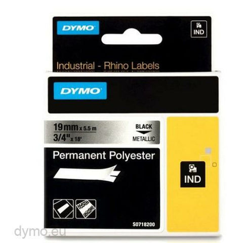 Laminated Tape for Labelling Machines Rhino Dymo ID1-19 19 x 5,5 mm Black Grey Self-adhesives (5 Units) Laminated Tape for Labelling Machines Rhino Dymo ID1-19 19 x 5,5 mm Black Grey Self-adhesives (5 Units)